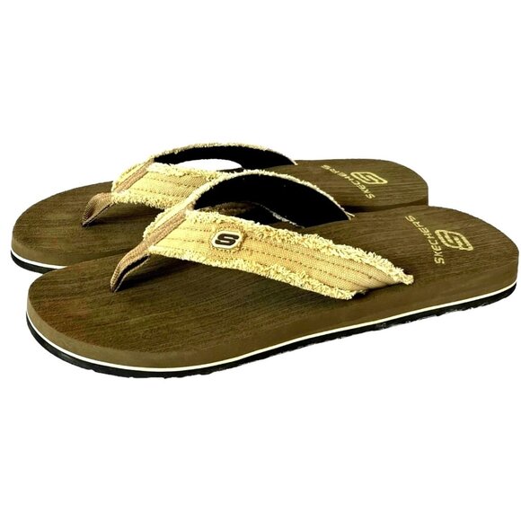 Skechers Men’s Tantric Fray Brown Comfort Flip Flops, Thong Sandals Sz 11 - Picture 1 of 16